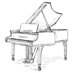 Fototapeta premium Vector Sketch Grand Piano