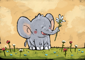 elefante con flores