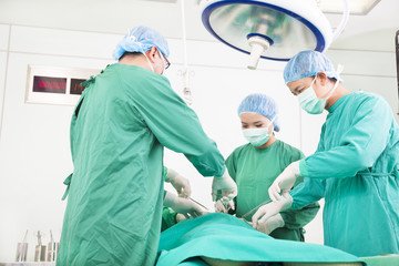 Team surgeon  working in operating room.