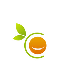 Smiling orange in alphabet C- citrus fruit logo