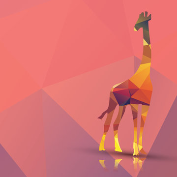 Geometric polygonal giraffe, pattern design, vector