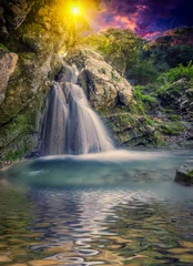 Foto op Aluminium Surrealistische tropische waterval © Netfalls