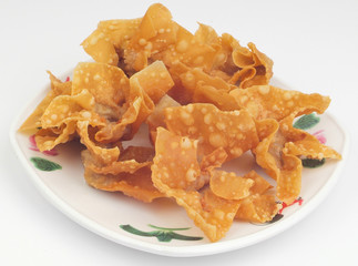 Fried wantons on the background