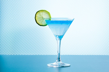 Cocktail with blue caracao caviar