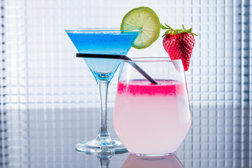 Cocktail with blue caracao caviar