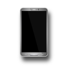 Realistic mobile phone with blank screen