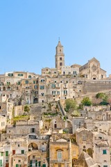 Obraz premium panoramic view of tipical stones and church of Matera