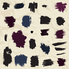 Grunge painted brush strokes. Design elements set.