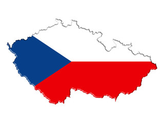 Naklejka premium Czech map flag plan banner