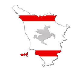 Fototapeta premium Tuscany flag map banner Toscana