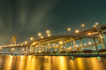 The Bhumibol Bridge (also known as the Industrial Ring Road Brid