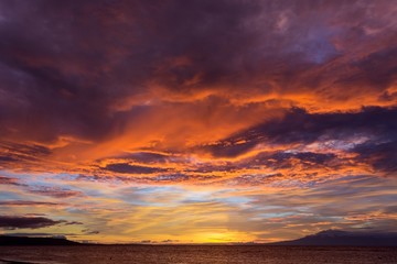 Dramatic fiery orange sunset in Siquijor