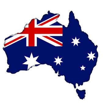 Australian flag banner map icon logo of Australia