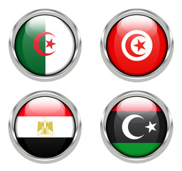 Flags of Algeria, Tunesia, Egypt and Libya