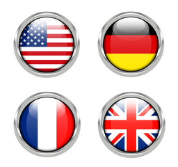 Flags of America, Germany, France and United Kingdom