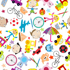 Seamless pattern with toys, background for kids