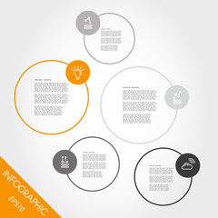 orange infographic circels with icons