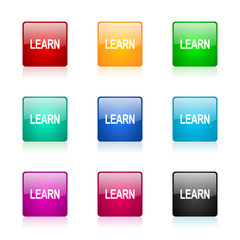 learn icon vector colorful set