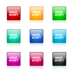 make money icon vector colorful set
