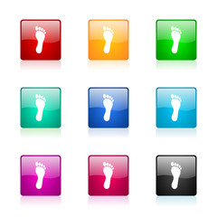 foot icon vector colorful set