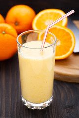 Glass of orange smoothie