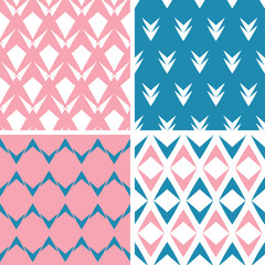 vector four abstract pink blue arrows geometric pink seamless