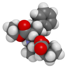 Enalapril high blood pressure drug molecule.