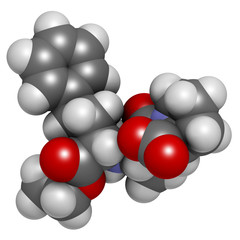 Enalapril high blood pressure drug molecule.