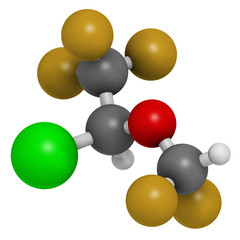 Isoflurane anesthetic drug molecule.