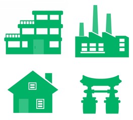 Bâtiment en 4 icônes