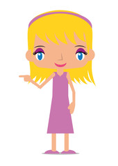 Friendly woman pointing on something