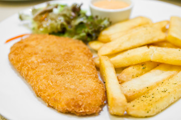 Fish and chips with dip sauce