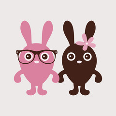Illustration of a cute couple of bunnies