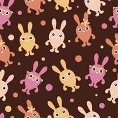Seamless childish pattern with cute bunnies