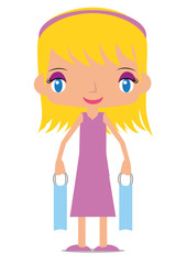 fashionable woman with shopping bags