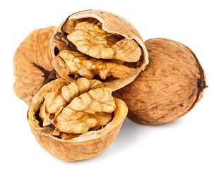 walnuts isolated on the white background