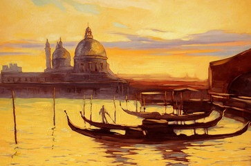 decline to venice, painting,  illustration