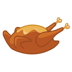 Whole roast chicken isolated illustration