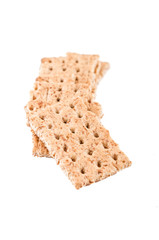 salt diet crackers on white background