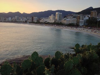 Ipanema beach in sunset from Arpoador, Rio de Janeiro