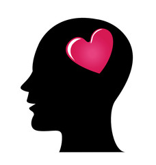 Human head with heart logo vector