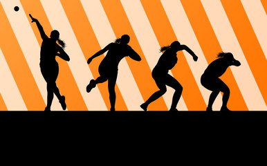Athletic woman shot put vector background concept