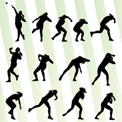 Athletic woman shot put vector background concept