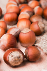 Hazelnuts close-up