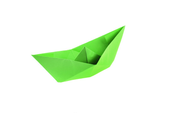 Green origami boat