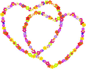 Vector couple of hippy hearts made of flowers