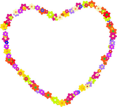 Heart vector made of colorful flowers on Mother's Day