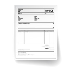 Template of unfill paper tax invoice form