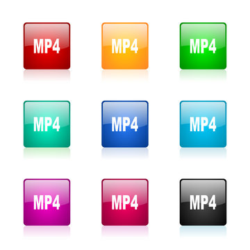 mp4 vector icons colorful set