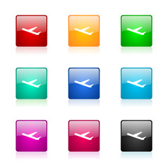 deparures vector icons colorful set